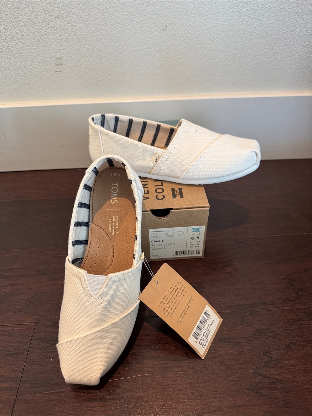 TOMS Canvas Slip-On Shoes in Off-White